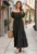 Rochie lunga de vara – cu volane – neagra – poliester –