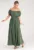 Rochie lunga de vara – verde – cu volane – poliester –