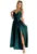 Rochie lunga din satin cu bretele si crapatura