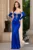 Rochie lunga eleganta de seara Arriana albastru royal cu pietre pretioase