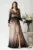 Rochie lunga eleganta din lycra maro in degradee cu strasuri in talie