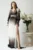 Rochie lunga eleganta din lycra mov-alb in degradee cu strasuri in talie