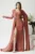 Rochie lunga eleganta din lycra roz coniac cu strasuri pe talie