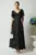 Rochie lunga eleganta din satin neagra cu buline si volan