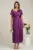 Rochie lunga eleganta din voal mov cu floare la bust- Moze