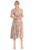 Rochie lunga florala  M1180 – guler ridicat – bej – viscoza – nailon –