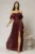 Rochie lunga grena de ocazie din voal peliculizat cu bust tip corset