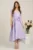 Rochie lunga lila din brocard in clos cu imprimeu si floare maxi detasabila- LaDonna