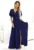 Rochie lunga maxi cu decolteu petrecut –  Albastru marin