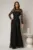 Rochie lunga neagra de seara din dantela cu crepeu pe fusta