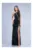 Rochie lunga neagra din lurex cu strasuri si crapatura maxi