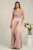 Rochie lunga roz din tafta cu flori la bust- Ella Collection Madison