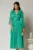 Rochie lunga verde crud de seara din voal peliculizat