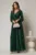 Rochie lunga verde cu glitter cu decolteu petrecut si cordon in talie