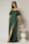 Rochie lunga verde de ocazie din voal peliculizat cu bust tip corset