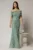Rochie lunga verde menta de seara din dantela cu perle si paiete
