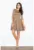 Rochie matlasata evazata – cu maneci 3/4 – bej – poliester