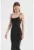 Rochie maxi –  bretele spaghete – negru – tesuta