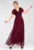 Rochie maxi burgundy – maneci scurte – decolteu adanc – material elastic –