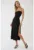 Rochie maxi –  crapatura laterala – guler inima – negru – jerseu
