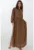 Rochie maxi – croiala in forma de A – guler rotund – maro – textil