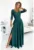 Rochie maxi cu fanta pe picior si decolteu in V – L – Verde sticla