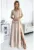 Rochie maxi cu fanta pe picior si decolteu in V – Bej