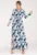 Rochie maxi – cu nasturi – albastru floral – poliester –
