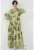 Rochie maxi dama –  cu imprimeu – decolteu V – viscoza – verde