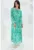 Rochie maxi dama –  inchidere cu snur – viscoza – verde/alb