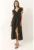 Rochie maxi dama –  poplin – decolteu in V – negru