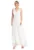 Rochie maxi de seara – alb – volane – poliester/elastan –