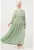 Rochie maxi – HiCCUP – decolteu in V – croiala lejera – verde – textil