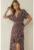 Rochie maxi –  decolteu in V – maro – jerseu