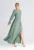 Rochie maxi decolteu in V – talie elastica – verde – poliester 95% – elastan 5% –