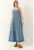 Rochie maxi din denim  guler patrat – albastra – material de bumbac