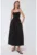 Rochie maxi –  forma de A – guler patrat – neagra – textil