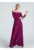 Rochie maxi fuchsia – cu maneci lungi – decolteu mare – pliuri la piept – elastan 5% – poliester 95%