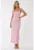 Rochie maxi –  imprimeu – decolteu patrat – roz – tul