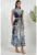 Rochie maxi – imprimeu floral – slim fit – albastru – textil