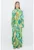 Rochie maxi lejera cu model colorblock si maneci bufante