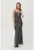 Rochie maxi metalica cu bretele incrucisate la decolteu –