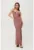 Rochie maxi metalica cu cravata la decolteu –