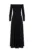 Rochie maxi model M707 – neagra – cu umeri goi si maneci lungi – poliester