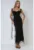 Rochie maxi mulata  guler inima – volane – neagra