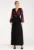 Rochie maxi neagra cu flori rosii – din poliester – cu maneci lungi –