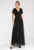 Rochie maxi – neagra – plasa – eleganta – cu maneci scurte – croiala petrecuta –