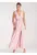 Rochie maxi roz – decolteu in V – decupat in talie – elastan 5% – poliester 95%