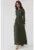 Rochie maxi –  texturata – guler rotund – kaki – jerseu