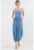 Rochie maxi tricotata HiCCUP – guler patrat – texturata – albastra – poliester-lycra